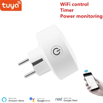 Tuya AB WiFi soket kablosuz fiş akıllı ev anahtarı ile uyumlu Google ev ve Alexa ses kontrolü
