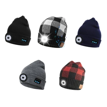 Unisex Bluetooth uyumlu bere şapka ışık kablosuz kulaklıklar erkekler için hediyeler