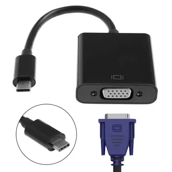 USB 3.1 Tip C Erkek USB-C VGA Dişi Dönüştürücü Adaptör macbook için kablo Chromebook Piksel Dizüstü Bilgisayar