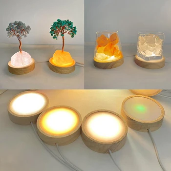 USB LED gece ışık bazı Ahşap Lamba Tutucu DIY Ekran El Sanatları Standı Ev Dekorasyon Küçük Süsler