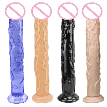 Uzun Phallus Yumuşak Yapay Penis Gerçekçi Sahte Dick Penis Butt Plug Seks Oyuncakları Kadın Erkek prostat masaj aleti için Seks Ürün Yetişkin Oyuncaklar