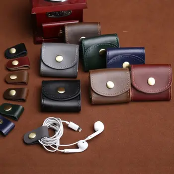 Vintage Mini bozuk para cüzdanı Kulaklık Çantası Taşınabilir Veri Kablosu saklama kutusu Durumda Anahtarlık Erkekler Kadınlar deri cüzdan saklama çantası