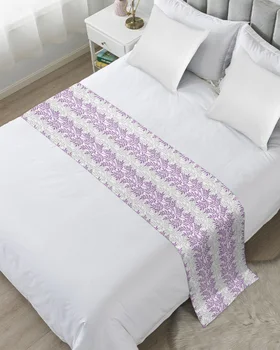 Yaprak Degrade Minimalist Gri Mor Yumuşak Yatak Koşucu Ev Otel masa süsü Yatak Bayrağı Düğün Yatak Odası Yatak Kuyruk Havlu