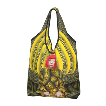 Yayoi Kusama Bakkal alışveriş çantası Kawaii Shopper kol çantası Çanta Büyük Kapasiteli Taşınabilir Kabak Soyut Resim Çanta