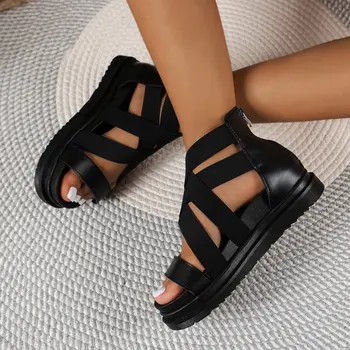 Yaz Sandalet kadın Kama Platformu Burnu açık Rahat Rahat Moda Sandalias Mujer Basit Temel Tarzı Zapatos