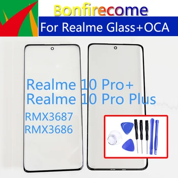 Yedek Dokunmatik Ekran Realme İçin 10 Pro + Artı RMX3687 RMX3686 Ön Panel lcd ekran Dış Cam Lens İle OCA Tutkal