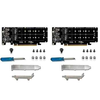 YENI 2X PCIE X16 To M. 2 M Anahtar Nvmex4 SSD 2U Sunucu Yükseltici Kartı Çift Taraflı 4 Disk NVME RAID PCI-EX16 Bölünmüş Kart