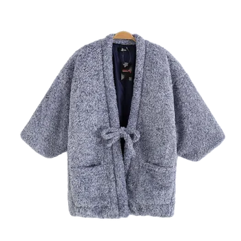 Yeni Hanten Ceket Japon Geleneksel Giyim Hırka Lace Up Mercan Kadife Ceket Kimono Erkekler Kadınlar Ev asya kıyafetleri
