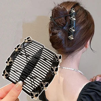Yeni Kadın saç aksesuarları Çiçek Kelebek Elastik Saç Pençe Firkete Sihirli Tarak Up-Do Saç Bun Maker Aracı At Kuyruğu Saç Modeli