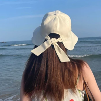 Yeni kadın Yay güneş şapkası Yaz Güneş Koruma ve UV Koruma Siyah Tutkal Kova Şapka plaj şapkası