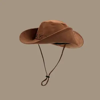 Yeni Kişiselleştirilmiş kovboy şapkası Kadınlar İçin Yaz Seyahat Vintage Büyük Kenarlı Vizör Açık Plaj Erkekler Güneş Koruyucu Balıkçı Şapka