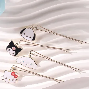 Yeni Sanrio saç tokası s Kawaii Hello Kitty Kuromi Cinnamoroll Pochacco Kolye Firkete Anime Setleri Yan Ezilmiş saç tokası Sevimli Hediye