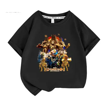 Yeni SKIBIDI TUVALET ve ORDU T Shirt Çocuk Komik Baskılı Erkek Kız T-shirt Moda Kısa Kollu Tees Tops Giysileri çocuklar için