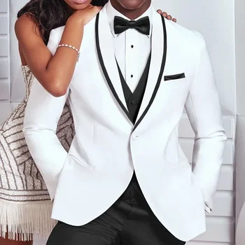 Yeni Varış Beyaz Erkek Takım Elbise Basit Ince Düğün Iş Adamı Moda Kostüm Smokin Damat terno masculinos completo