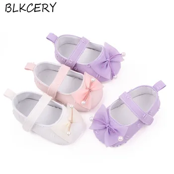 Yenidoğan Bebek Kız Beşik Ayakkabı Toddler Rahat Mary Jane Flats Ayakkabı Pembe Yaylar Beyaz Prenses Loafer'lar Bebek Eğitmenler Ayakkabı Ürün