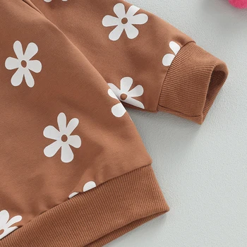 Yenidoğan Bebek Kız Çiçek Baskı Sıkı Kıyafet Uzun Kollu Sweashirt Tees üstler ve pantolonlar seti Sonbahar Kış Giysileri