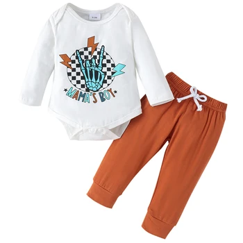 Yenidoğan Erkek Bebek Kız Giysileri Uzun Kollu Romper Uzun Pantolon Düz Renk Sonbahar Kış Kıyafetler 2 adet