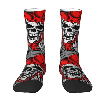 Yenilik Erkek Komik Joker Kafatası Silah Elbise Çorap Unisex Rahat Sıcak 3D Baskılı Gotik İskelet Ekip Çorap