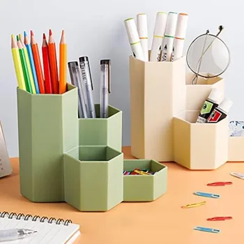 Yeşil Çok fonksiyonlu masa düzenleyici Yeni Plastik Kapak sevimli kalemlik makyaj kutusu Ofis