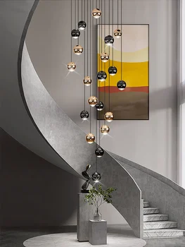 Yuvarlak Top LED Modern Kolye Lamba İskandinav Oturma Odası Kolye Lamba iç mekan aydınlatması Tavan Kolye Küresel Merdiven Avize