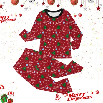 Yüksek Kaliteli Çocuklar Noel Pijama pamuklu uzun kollu tişört Eşleşen Tatil Seti Yürümeye Başlayan Erkek Kız Çocuklar Noel Giysileri