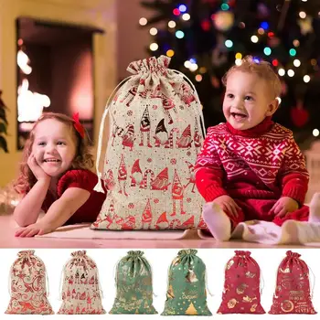 Yılbaşı Hediyeleri Çanta Şeker Çantası 2024 Merry Christmas Dekorasyon Ev İçin Noel Noel İpli Çanta Yeni Yıl Hediyeleri Ambalaj Poşetleri
