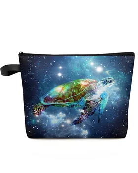 Yıldızlı Kaplumbağa Gözlü Hayvanlar Büyük Kapasiteli Seyahat Kozmetik Çantası Taşınabilir makyaj kutusu Çantası Kadın Su Geçirmez kalem Kutusu