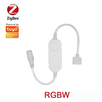 Zigbee Akıllı Mini Led Şerit Denetleyici 5V 12V 24V RGBW RGBWW RGB + CCT RGB karartıcı kontrol cihazı Alexa Echo Artı Ses Kontrolü