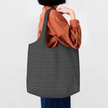 Zikzak Desen Sanat Bakkaliye alışveriş çantası Kadın Bohemian Modern Geometrik Tuval Alışveriş omuzdan askili çanta Büyük Kapasiteli Çanta