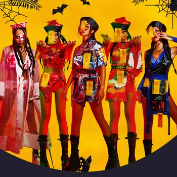Zombi Cosplay Cadılar Bayramı Kostüm Kadınlar için Kanlı Hayalet Elbise Takım Elbise Karnaval Gogo Dansçı Sahne Performansı Giyim 2023