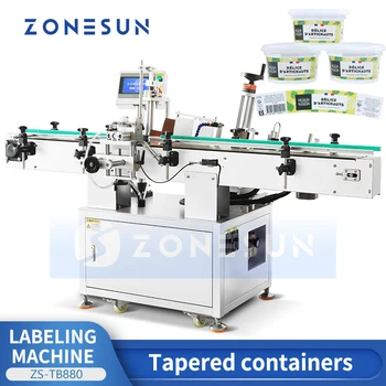 ZONESUN Otomatik Konik Etiket aplikatör şişesi Etiketleme Makinesi Konik Konteyner Özel Tasarım Yapıştırma ekipmanları ZS-DT212