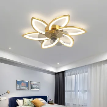 Çiçek avizesi Fanlar Lamba Uzaktan Kumanda ile Ayarlanabilir Hız Kısılabilir Sallayarak Kafa Oturma Odası Yatak Odası için led ışık