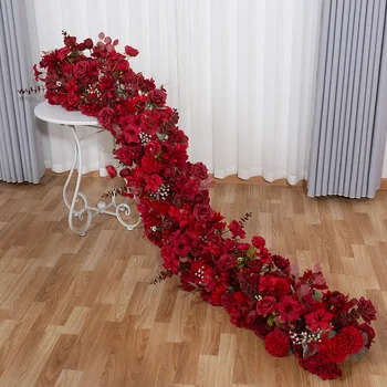 Çiçek Kemer Aranjmanı yapay çiçek Sıra Düğün Dekorasyon İçin Arka Plan duvar Dekoru Uzun çiçek Koşucu Ev Dekor Euro St