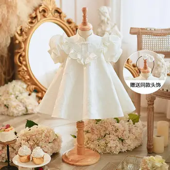 Çocuk Çin Tarzı gece elbisesi Puf Kollu Tasarım Doğum Günü Vaftiz Çocuklar Zarif Resmi Balo Kız Parti Elbise A3325