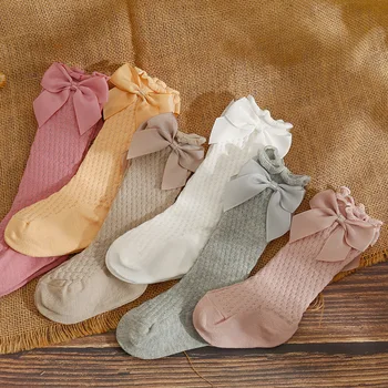 Çocuklar Büyük Yay diz üstü çorap Bebek Kız Prenses Toddlers Uzun Çorap Örgü Nefes Çocuk İspanyol Ananas Tarzı Socken