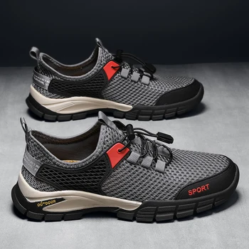 Örgü erkek ayakkabısı Yeni Rahat Erkek Sneakers Yaz Açık Yürüyüş Platformu Tenis Loafer'lar Tasarımcı Lüks Düz Artı Boyutu