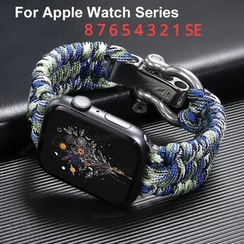 Örgülü saat kayışı Paracord ile-Apple Watch ve iwatch bileklik Koleksiyonu 38mm-49mm, 550 Paracord ve Paslanmaz Çelik Toka
