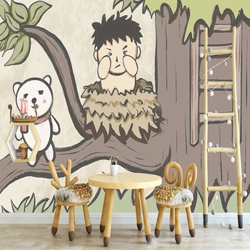 Özel Duvar Kağıdı İskandinav Küçük Taze Ayı Çocuk Odası Yatak Odası Arka Plan Duvar Dekorasyon Boyama Papel De Parede Sala