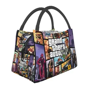 Özel GTA Grand Theft Auto Öğle Yemeği Çantası Kadın Soğutucu Sıcak Yalıtımlı yemek kabı Piknik Kamp için İş Seyahat