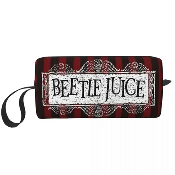 Özel Tim Burton Beetlejuice makyaj çantası Kadın Gotik Film Makyaj kozmetik düzenleyici Bayan Güzellik Depolama Dopp Kiti Kutusu
