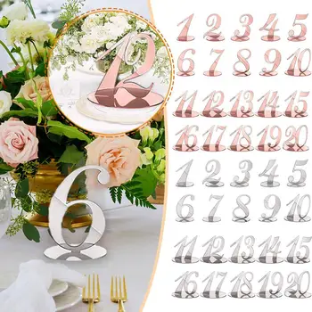 10 adet/takım Numarası Akrilik Masa Numaraları DIY Romantik Masa Burcu Koltuk Kartı Tutucu İle Düğün Doğum Günü Partisi Dekorasyon İçin