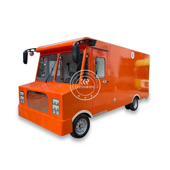 SPOT STOK!! Şimdi nakliye!! 5M Turuncu Renk mobil gıda kamyonu Fast Food Sepeti Açık Restoran Tam Mutfak Ekipmanları