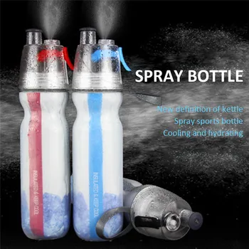 Taşınabilir Su Şişeleri Bisiklet Spor Yalıtımlı Sis Sprey Su şişesi çift Katmanlı Buz soğuk şişe spor 500ml içme su ısıtıcısı