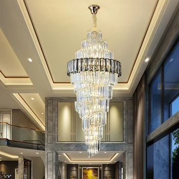 Şube şekilli avize villa içi boş uzun avize dubleks merdiven ışık lüks sergi salonu aydınlatma kristal ışık